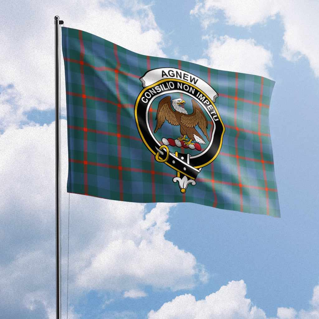 Agnew Ancient Tartan Flag with Family Crest House Flag (Horizontal) - Tartanvibesclothing