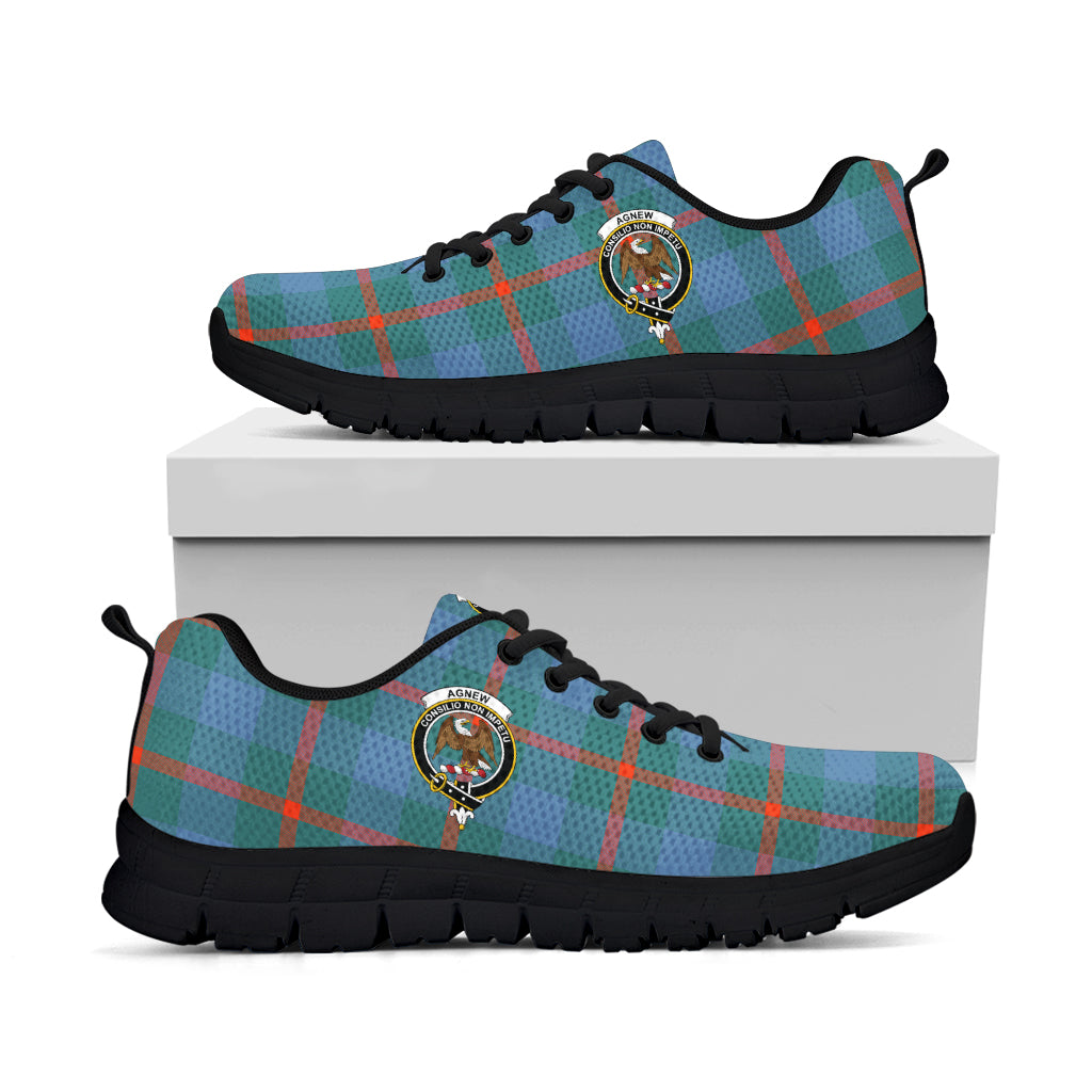 Agnew Ancient Tartan Sneakers with Family Crest - Tartanvibesclothing