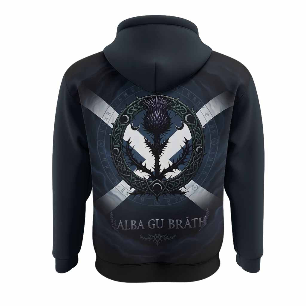 Agnew Clan Crest Hoodie with Celtic Knot Thistle and Saltire