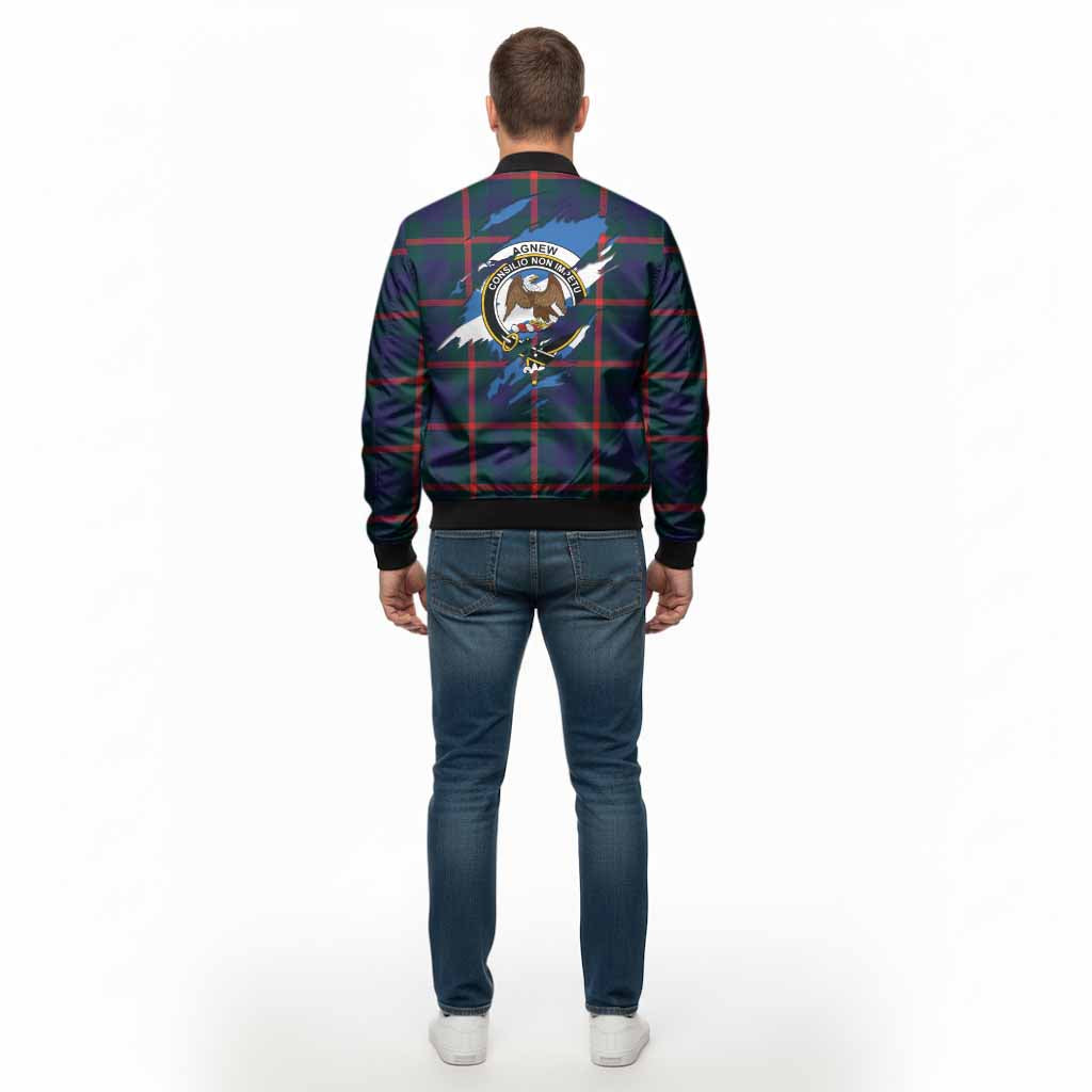 Agnew Clan Crest In Me Tartan Bomber Jacket Scotland Flag Style
