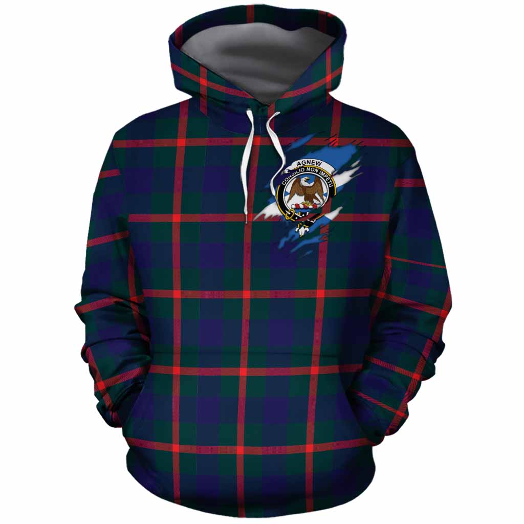 Agnew Clan Crest In Me Tartan Cotton Hoodie Scotland Flag Style