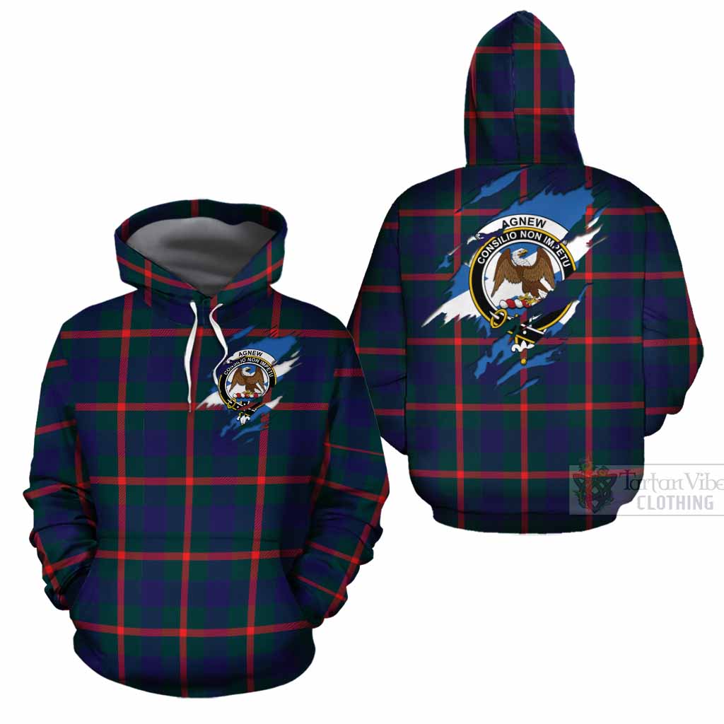 Agnew Clan Crest In Me Tartan Cotton Hoodie Scotland Flag Style
