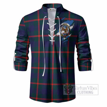 Agnew Clan Crest In Me Tartan Ghillie Shirt Scotland Flag Style