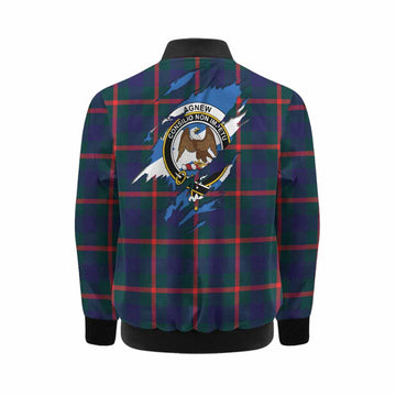 Agnew Clan Crest In Me Tartan Kid Bomber Jacket Scotland Flag Style