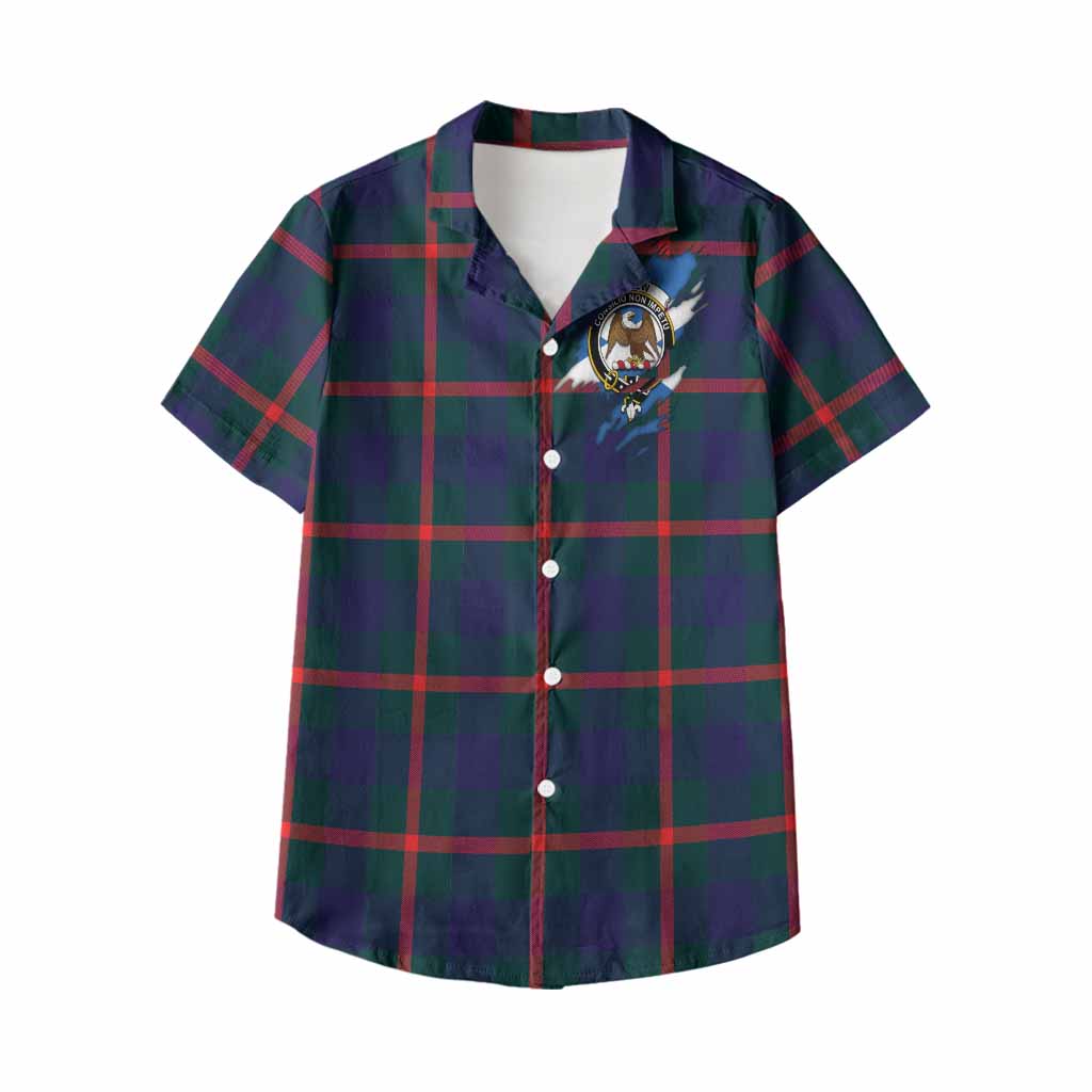 Agnew Clan Crest In Me Tartan Kid Hawaiian Shirt Scotland Flag Style