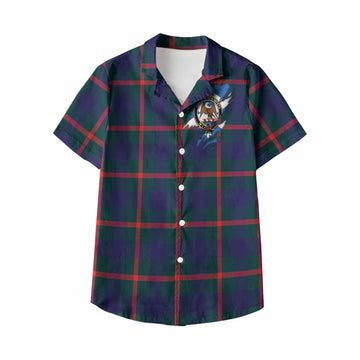 Agnew Clan Crest In Me Tartan Kid Hawaiian Shirt Scotland Flag Style