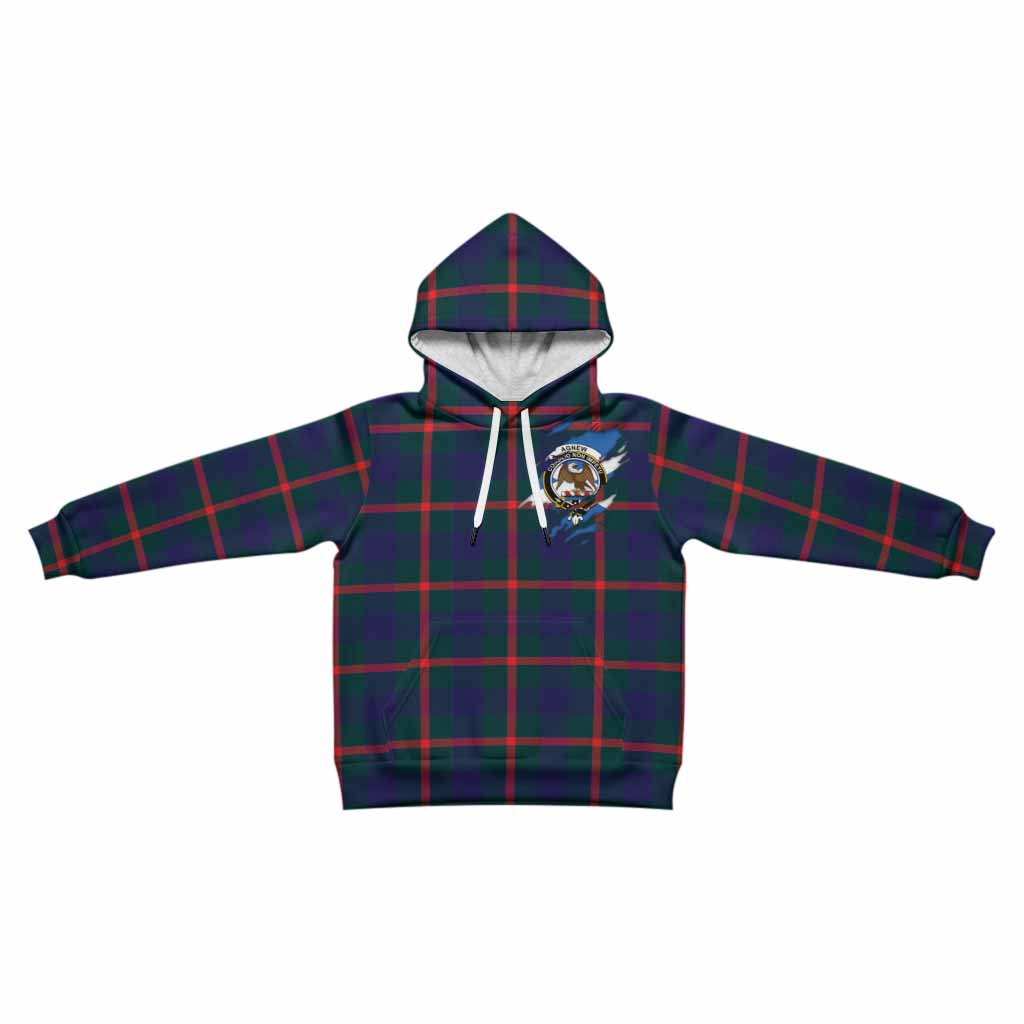 Agnew Clan Crest In Me Tartan Kid Hoodie Scotland Flag Style