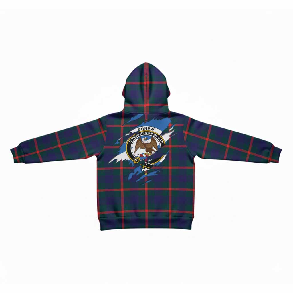 Agnew Clan Crest In Me Tartan Kid Hoodie Scotland Flag Style
