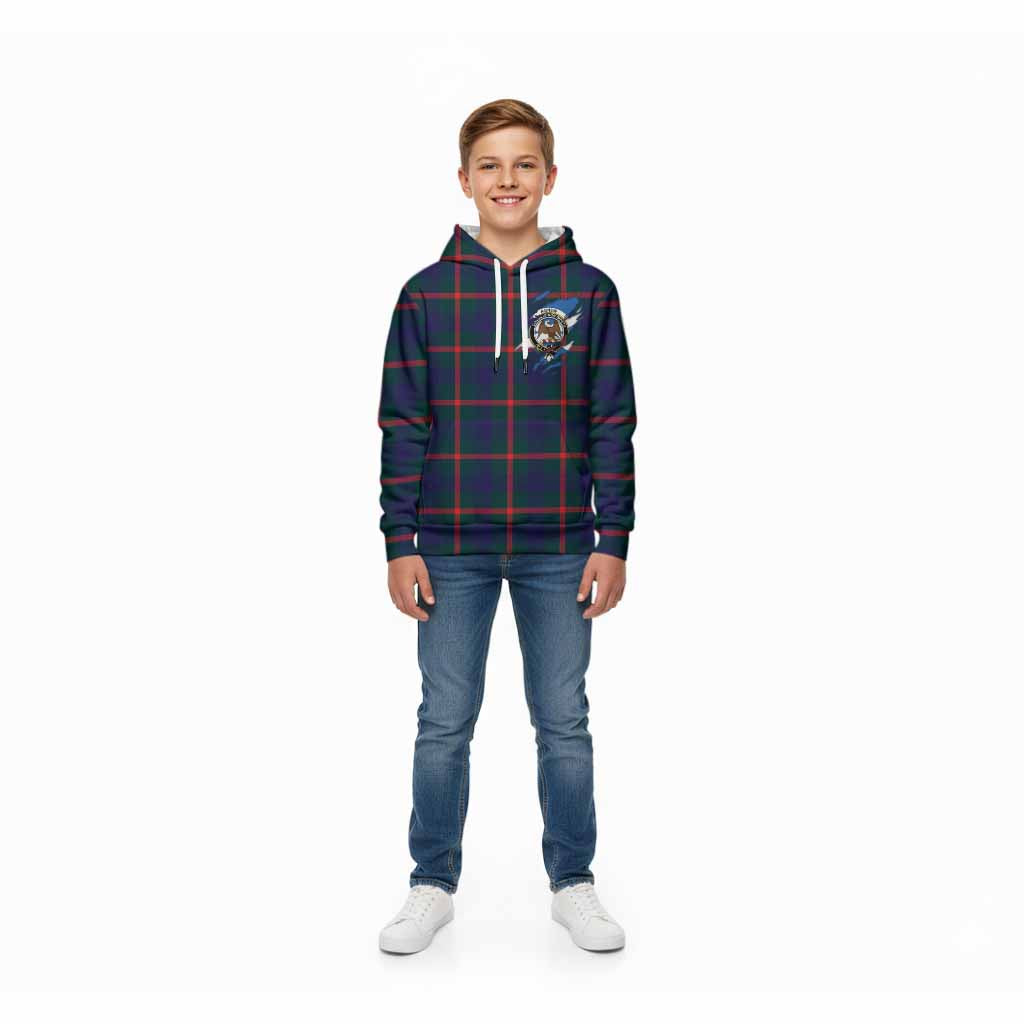 Agnew Clan Crest In Me Tartan Kid Hoodie Scotland Flag Style