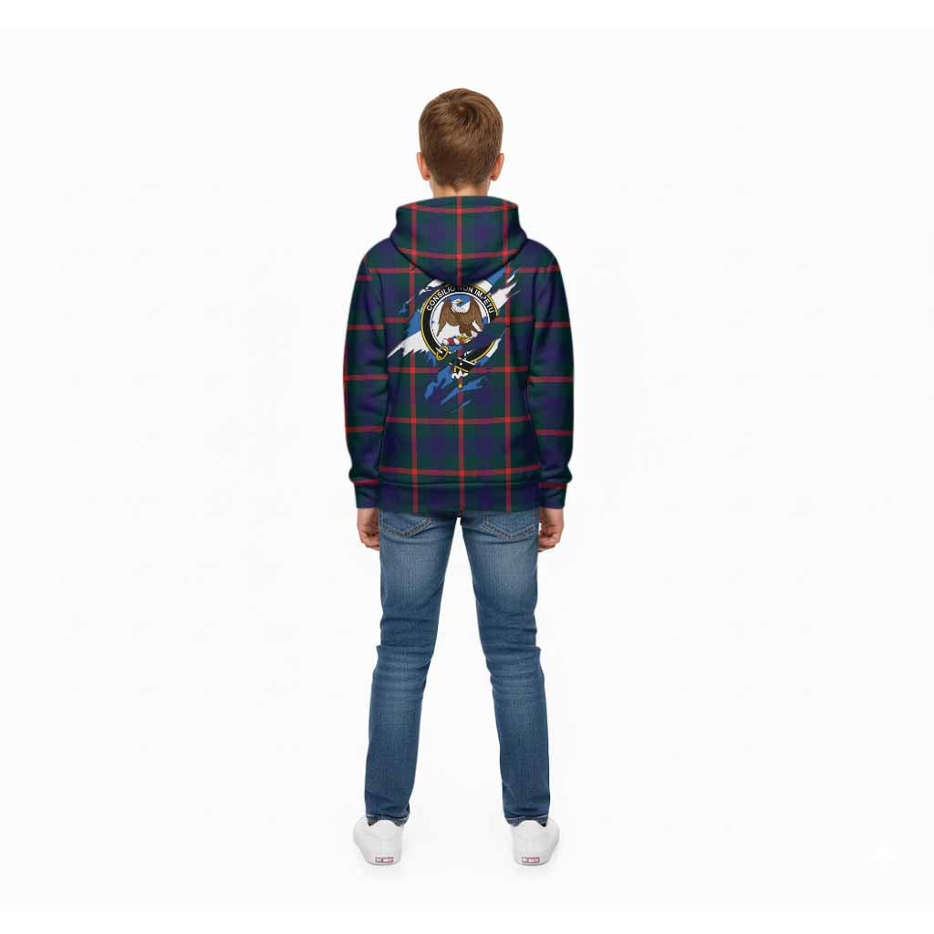 Agnew Clan Crest In Me Tartan Kid Hoodie Scotland Flag Style