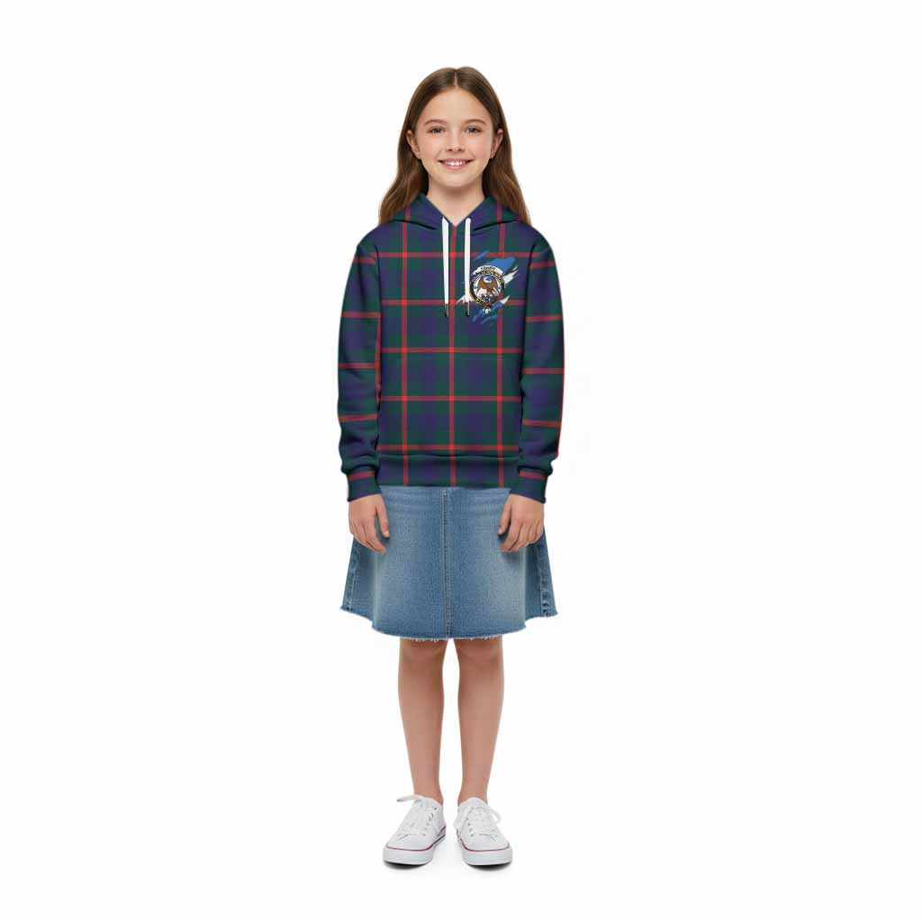Agnew Clan Crest In Me Tartan Kid Hoodie Scotland Flag Style