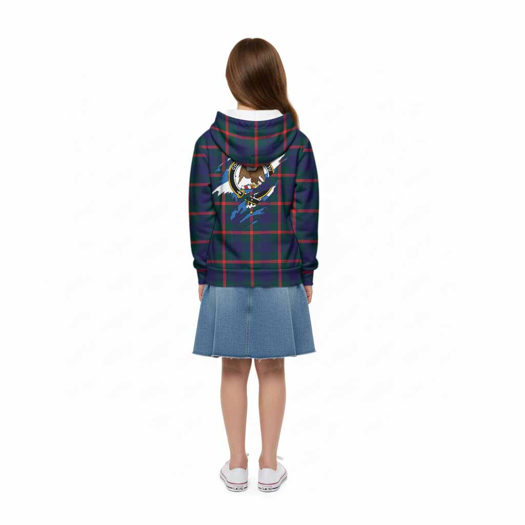 Agnew Clan Crest In Me Tartan Kid Hoodie Scotland Flag Style