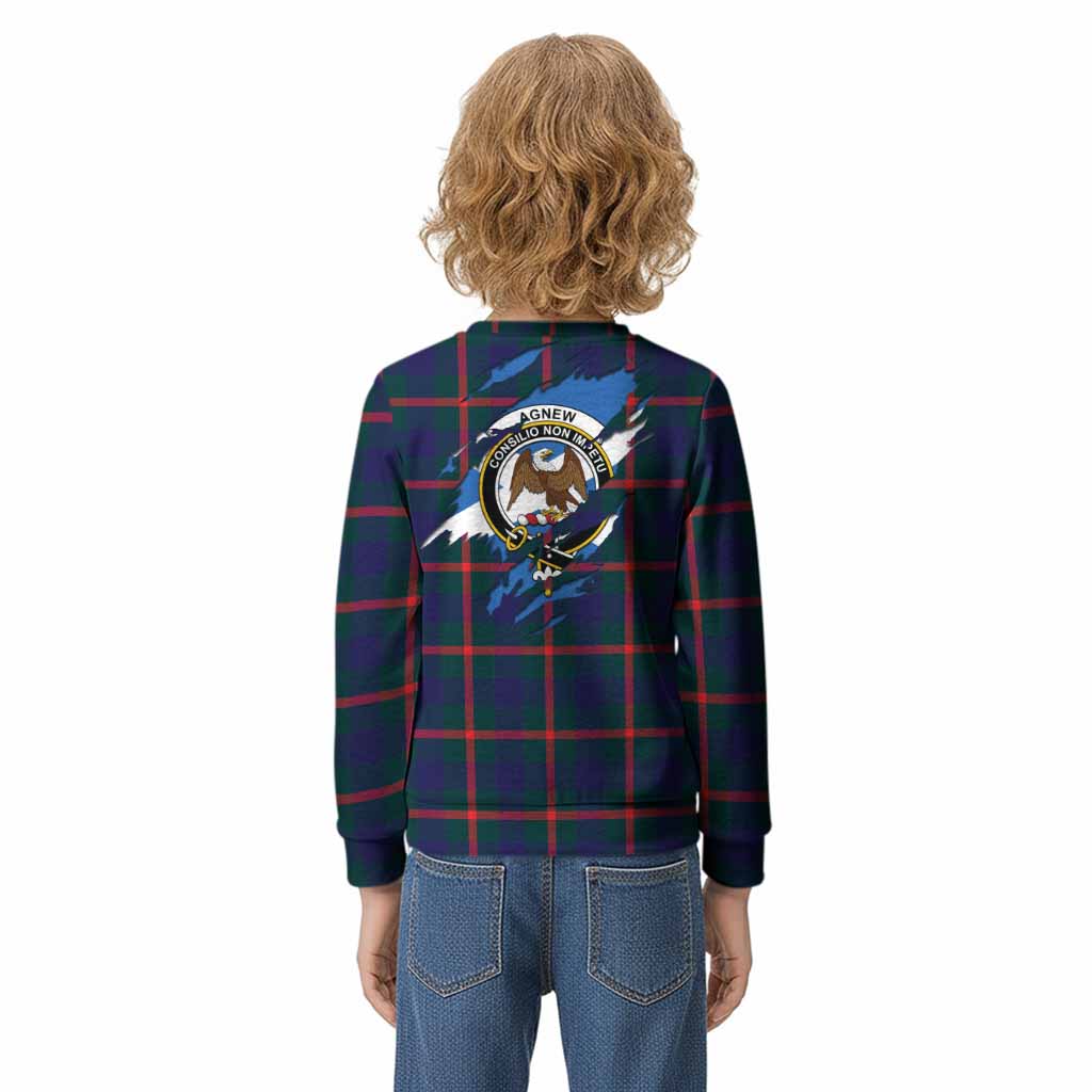 Agnew Clan Crest In Me Tartan Kid Knitted Sweatshirt Scotland Flag Style
