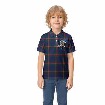 Agnew Clan Crest In Me Tartan Kid Polo Shirt Scotland Flag Style