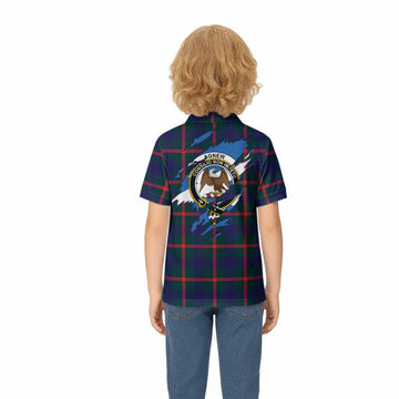 Agnew Clan Crest In Me Tartan Kid Polo Shirt Scotland Flag Style