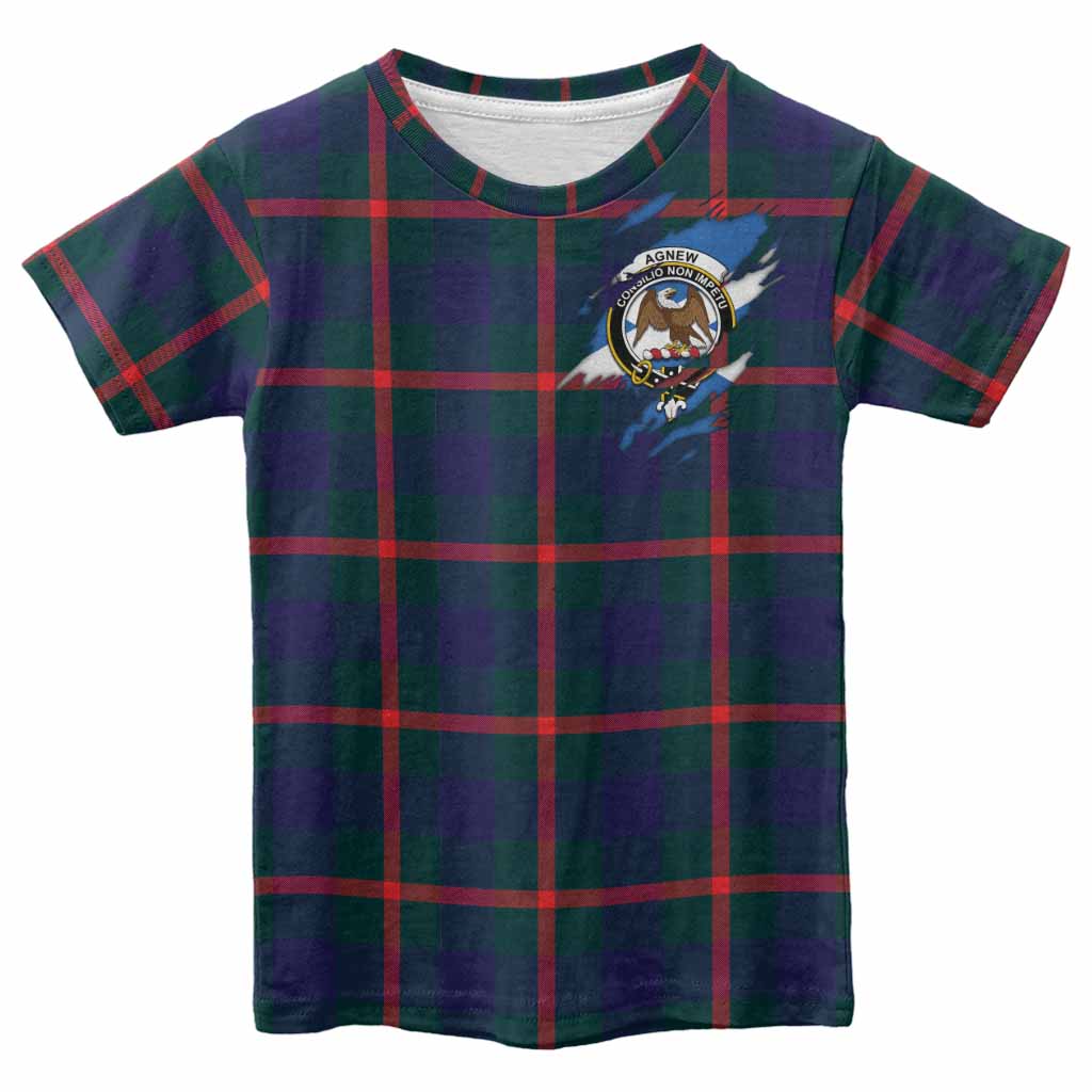 Agnew Clan Crest In Me Tartan Kid T-shirt Scotland Flag Style