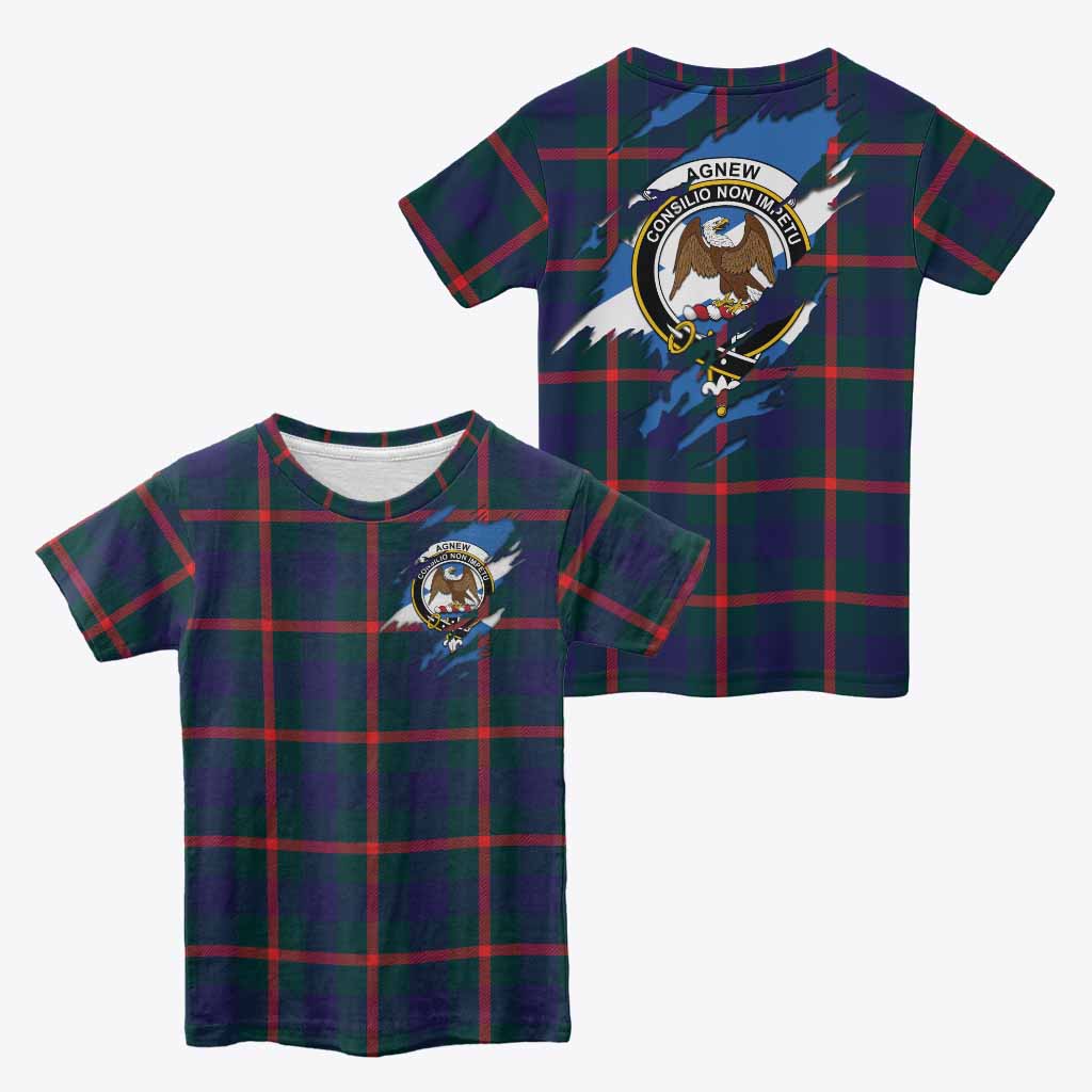 Agnew Clan Crest In Me Tartan Kid T-shirt Scotland Flag Style