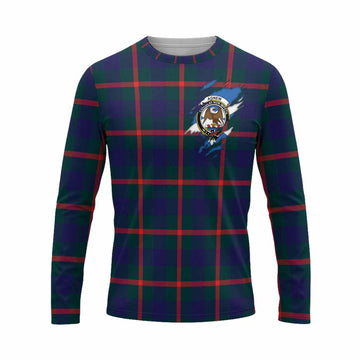 Agnew Clan Crest In Me Tartan Long Sleeve T-Shirt Scotland Flag Style