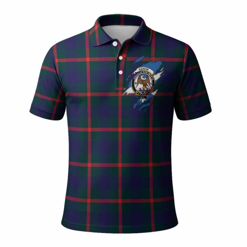 Agnew Clan Crest In Me Tartan Polo Shirt Scotland Flag Style