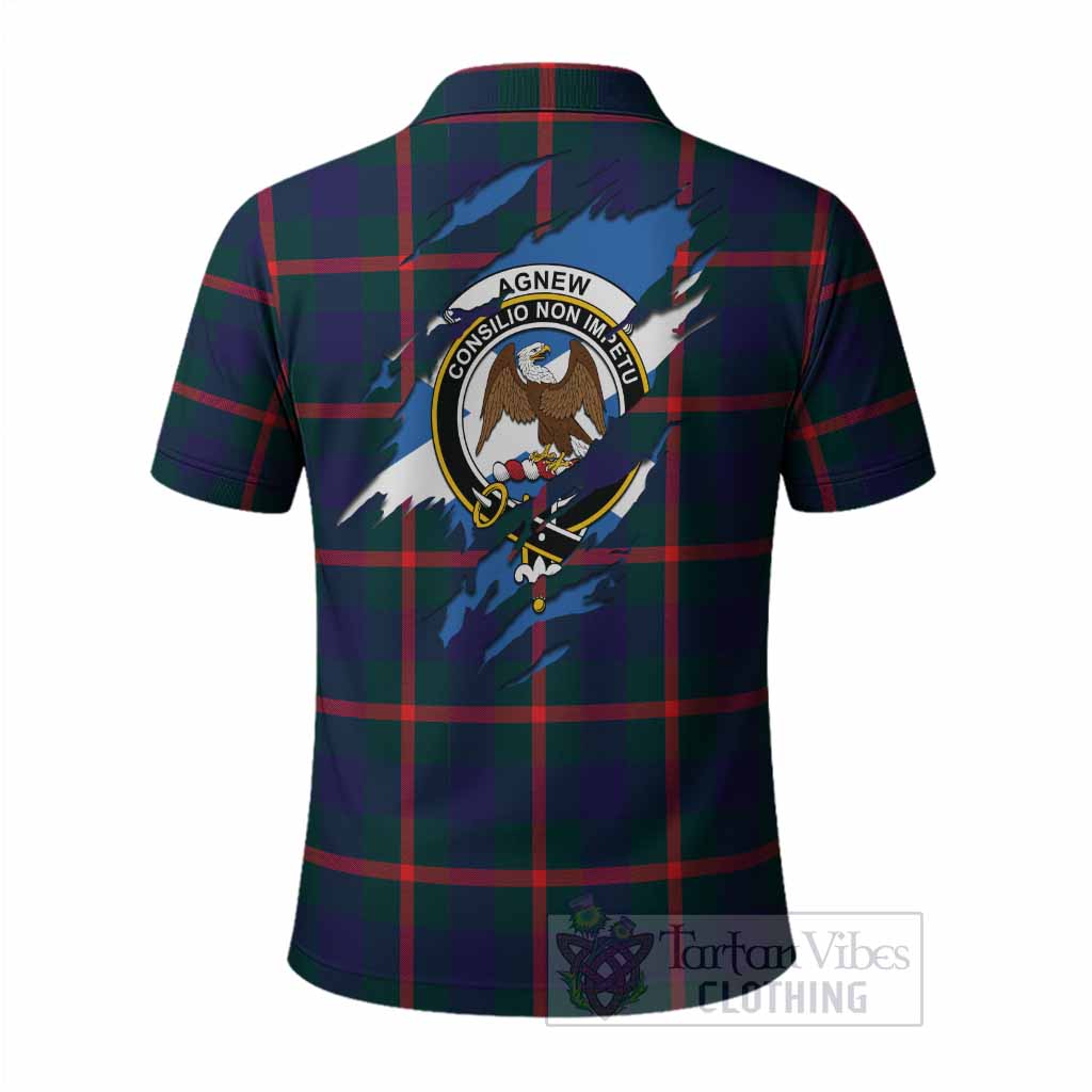 Agnew Clan Crest In Me Tartan Polo Shirt Scotland Flag Style