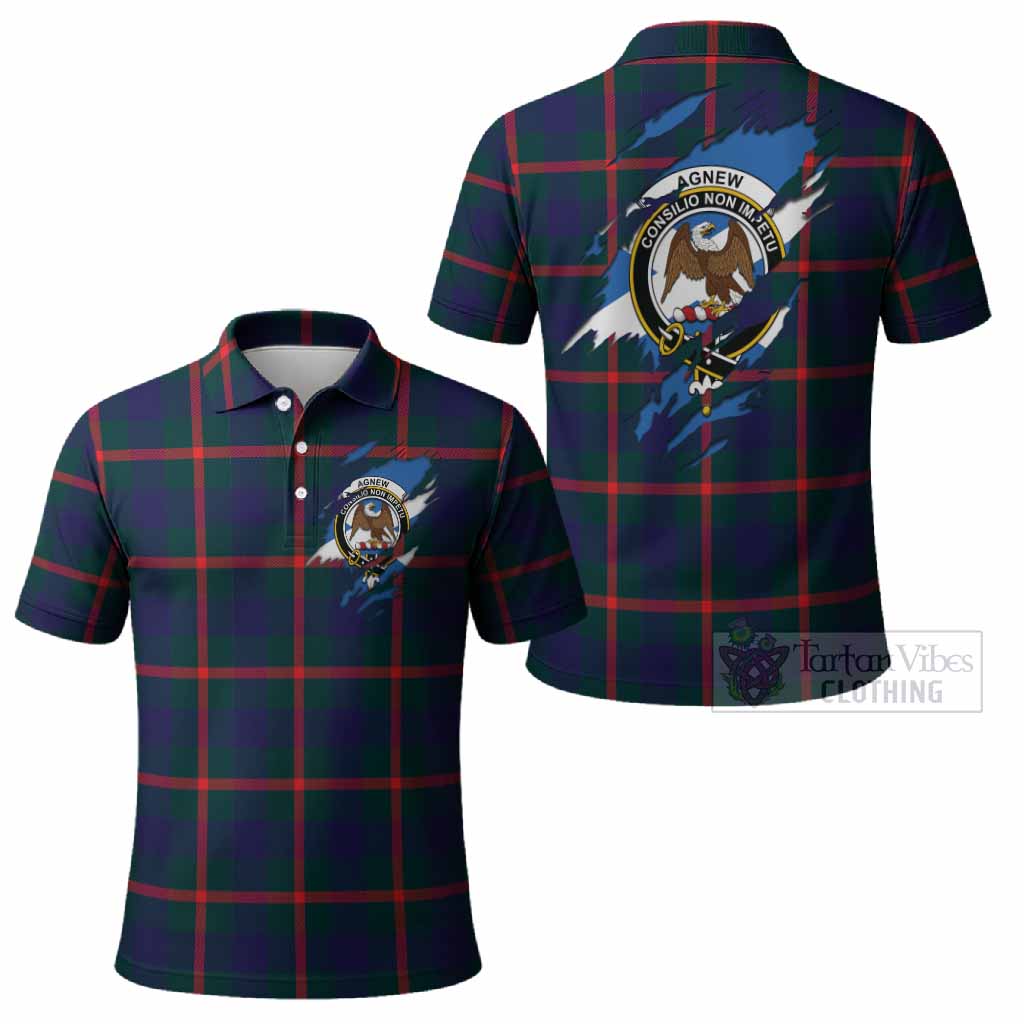 Agnew Clan Crest In Me Tartan Polo Shirt Scotland Flag Style