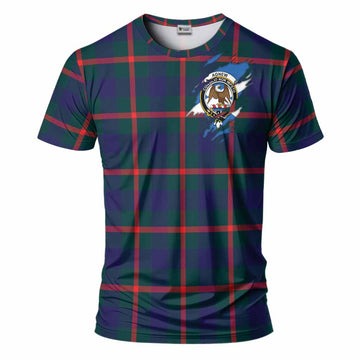 Agnew Clan Crest In Me Tartan T-Shirt Scotland Flag Style