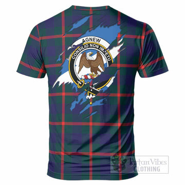 Agnew Clan Crest In Me Tartan T-Shirt Scotland Flag Style