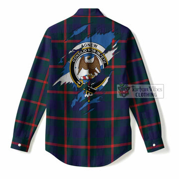 Agnew Clan Crest In Me Tartan Women Casual Shirt Scotland Flag Style