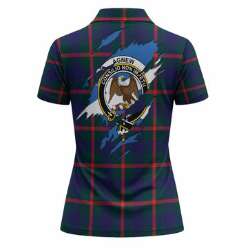 Agnew Clan Crest In Me Tartan Women Polo Shirt Scotland Flag Style