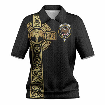 Agnew Clan Crest Women’s Polo Sweater Top with Celtic Tree of Life Inspired