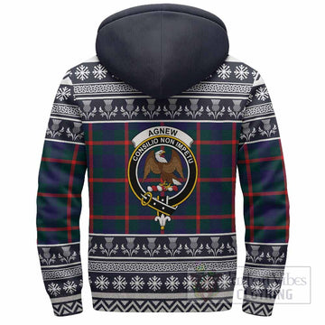 Agnew Clan Tartan Christmas Fleece Hoodie with Family Crest