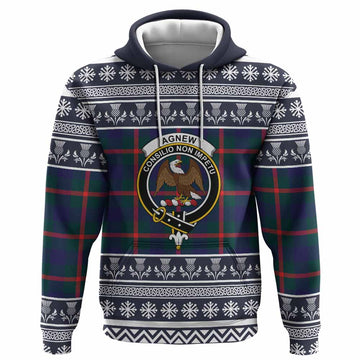 Agnew Clan Tartan Christmas Hoodie with Family Crest