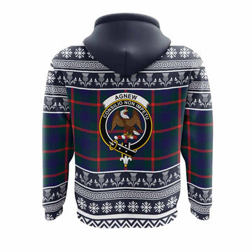 Agnew Clan Tartan Christmas Hoodie with Family Crest