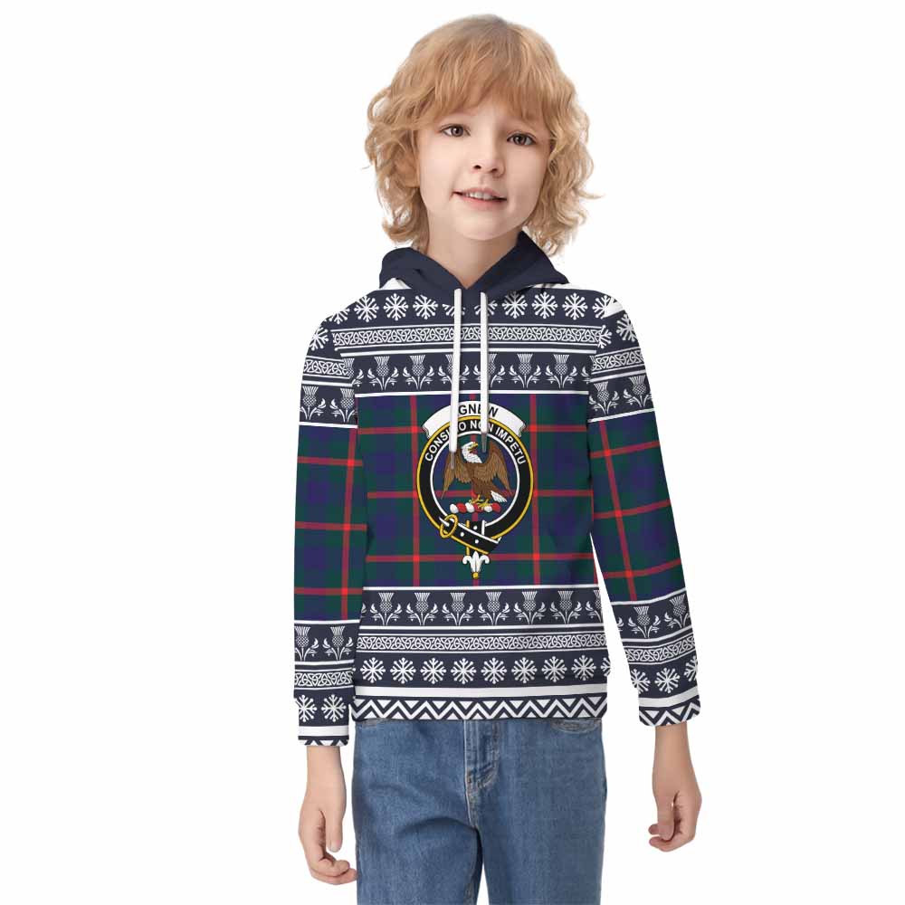 Agnew Clan Tartan Christmas Kid Hoodie with Family Crest - Tartan Vibes Clothing