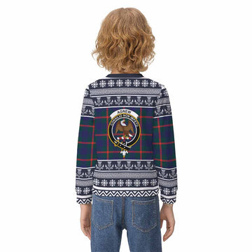 Agnew Clan Tartan Christmas Kid Ugly Sweatshirt with Family Crest