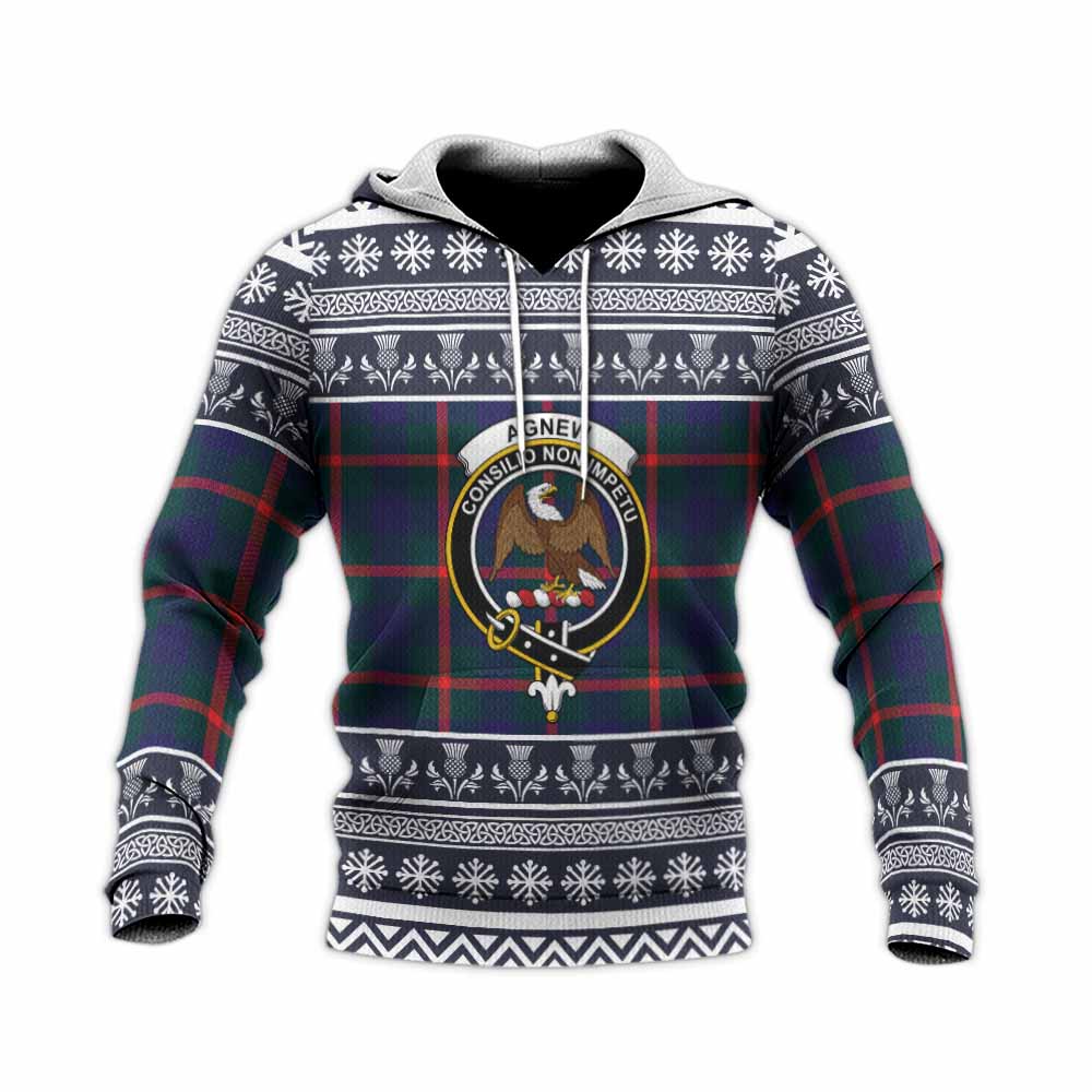 Agnew Clan Tartan Christmas Knitted Hoodie with Family Crest - Tartan Vibes Clothing