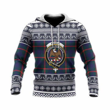 Agnew Clan Tartan Christmas Knitted Hoodie with Family Crest