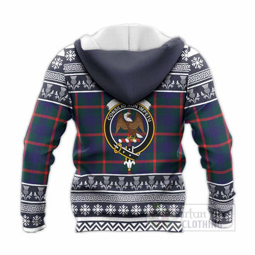 Agnew Clan Tartan Christmas Knitted Hoodie with Family Crest