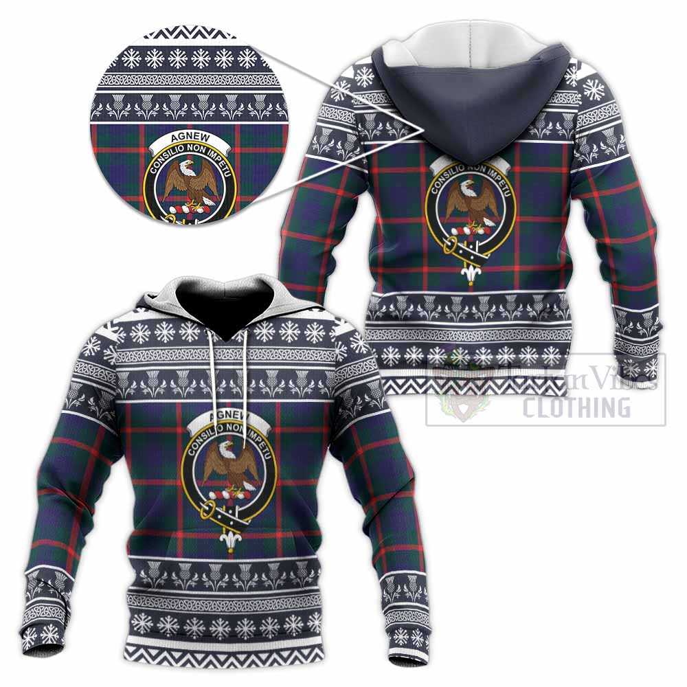 Agnew Clan Tartan Christmas Knitted Hoodie with Family Crest - Tartan Vibes Clothing
