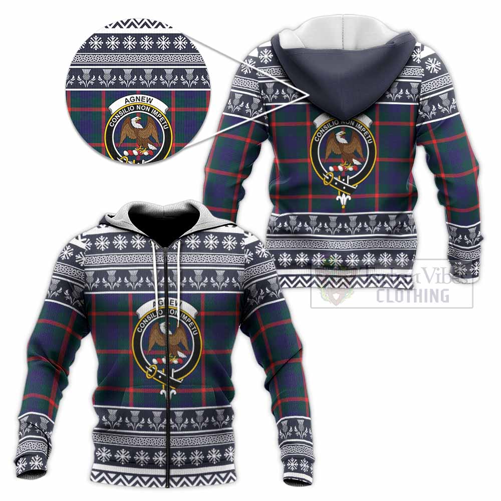 Agnew Clan Tartan Christmas Knitted Hoodie with Family Crest - Tartan Vibes Clothing