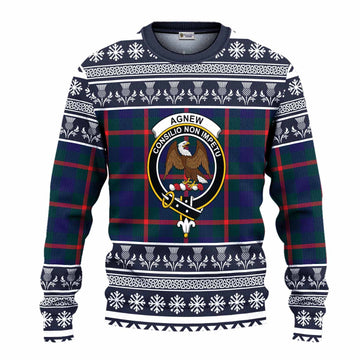 Agnew Clan Tartan Christmas Ugly Sweater with Family Crest