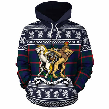 Agnew Clan Tartan Crest Christmas Cotton Hoodie Coat of Arms Funny Style