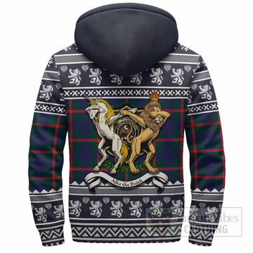 Agnew Clan Tartan Crest Christmas Fleece Hoodie Coat of Arms Funny Style