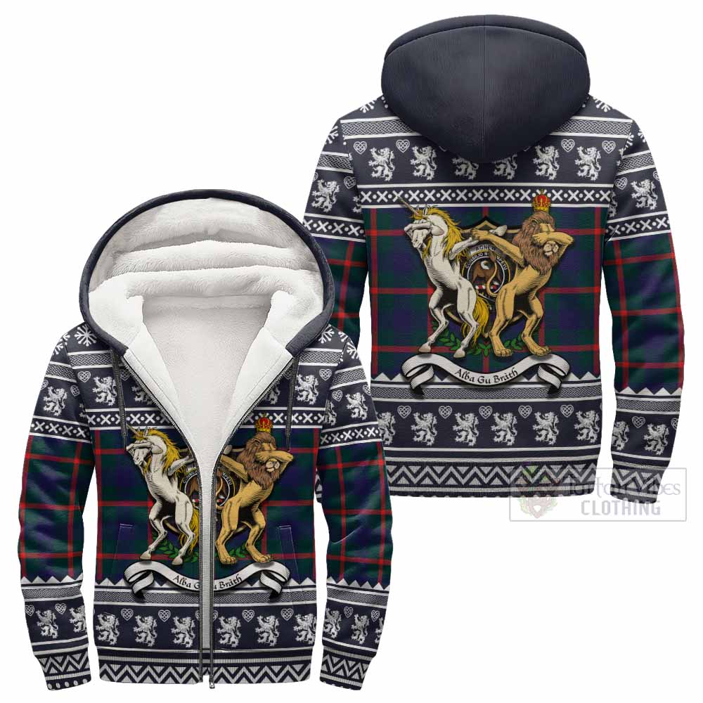 Agnew Clan Tartan Crest Christmas Fleece Hoodie Coat of Arms Funny Style - Tartan Vibes Clothing