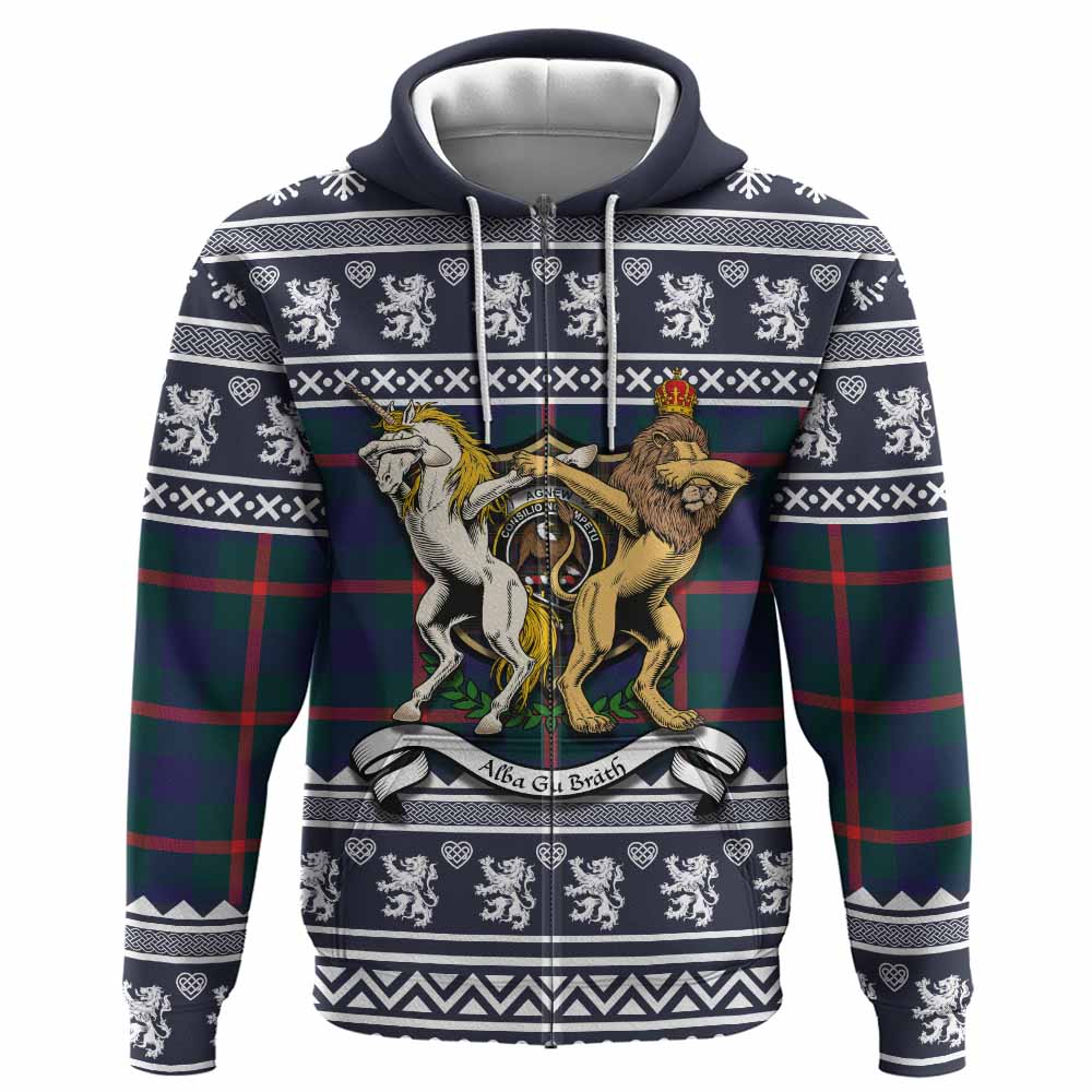 Agnew Clan Tartan Crest Christmas Hoodie Coat of Arms Funny Style - Tartan Vibes Clothing