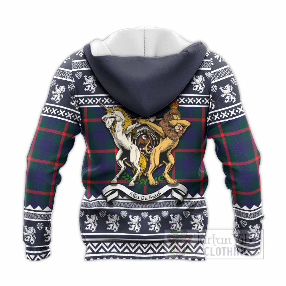 Agnew Clan Tartan Crest Christmas Knitted Hoodie Coat of Arms Funny Style - Tartan Vibes Clothing