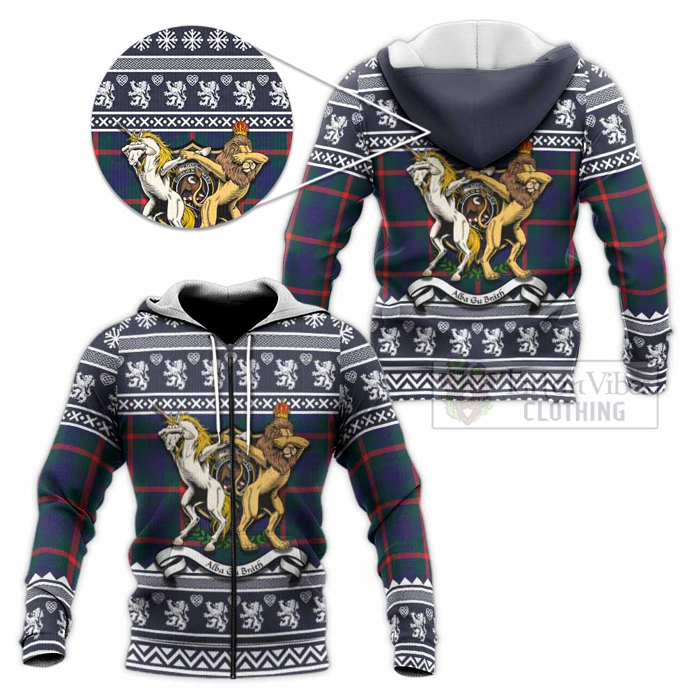 Agnew Clan Tartan Crest Christmas Knitted Hoodie Coat of Arms Funny Style - Tartan Vibes Clothing