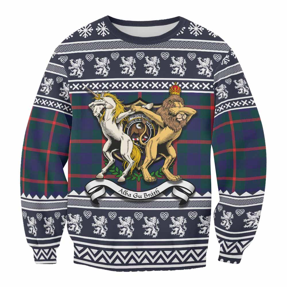 Agnew Clan Tartan Crest Christmas Sweatshirt Coat of Arms Funny Style - Tartan Vibes Clothing