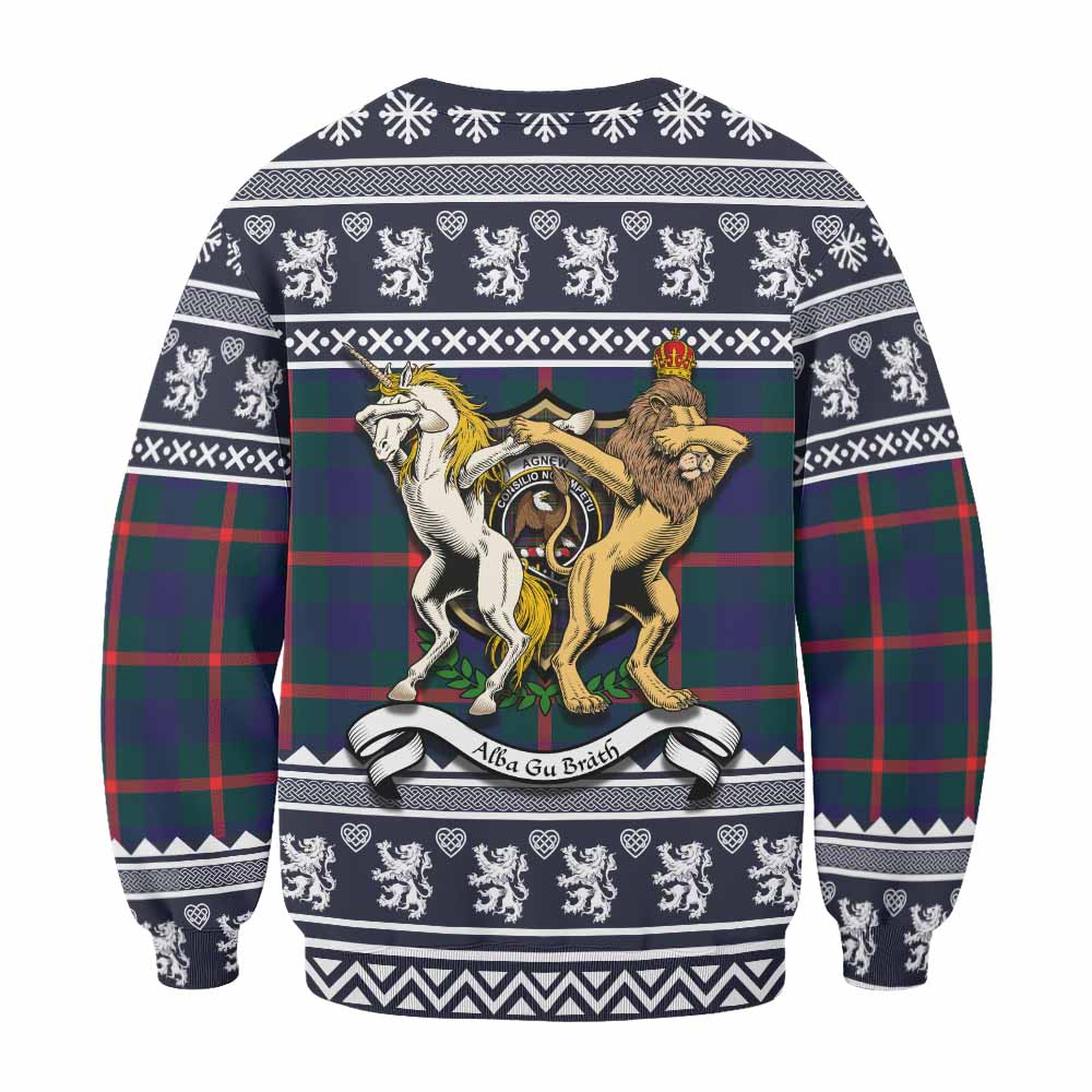 Agnew Clan Tartan Crest Christmas Sweatshirt Coat of Arms Funny Style - Tartan Vibes Clothing