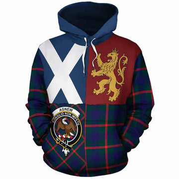 Agnew Crest Tartan Cotton Hoodie with Lion Rampant Saltire Style